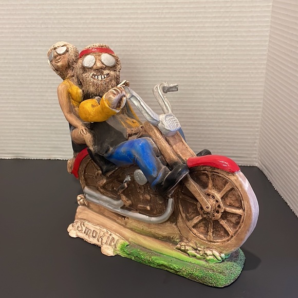 Vintage 92 Cowboy Biker & Lady Shade Tree Shelf Decor Collectible Handcrafted - Picture 11 of 13